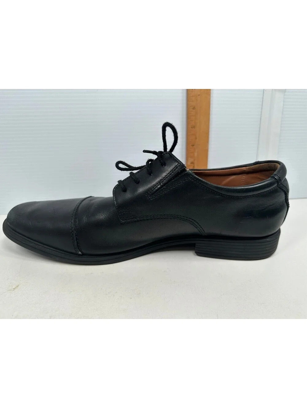 Clarks Collection Tilden Mens Black Leather Cap Toe LaceUp Oxfords 10.5 M